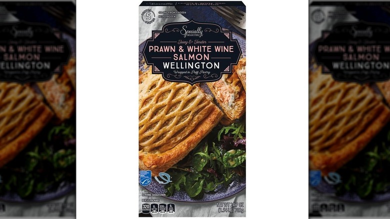 Box of Aldi's Specially Selected Prawn & White Wine Salmon Wellington