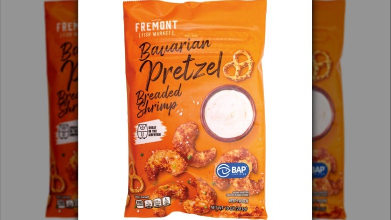 A package of Fremont Fish Market Bavarian Pretzel Breaded Shrimp