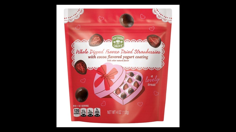 Package of Southern Grove Whole Dipped Freeze Dried Strawberries