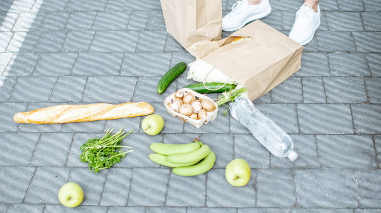 food items dropped on ground