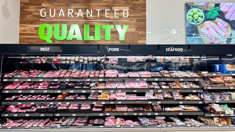 The meat section of an Aldi store