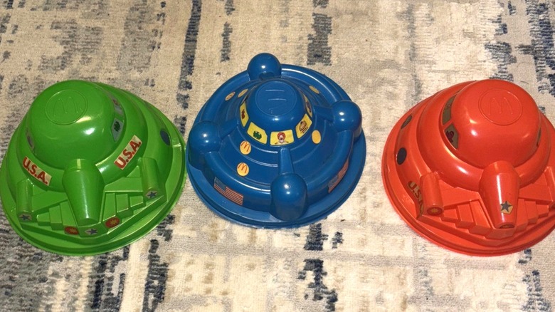 Colorful Spaceship Happy Meal toys.