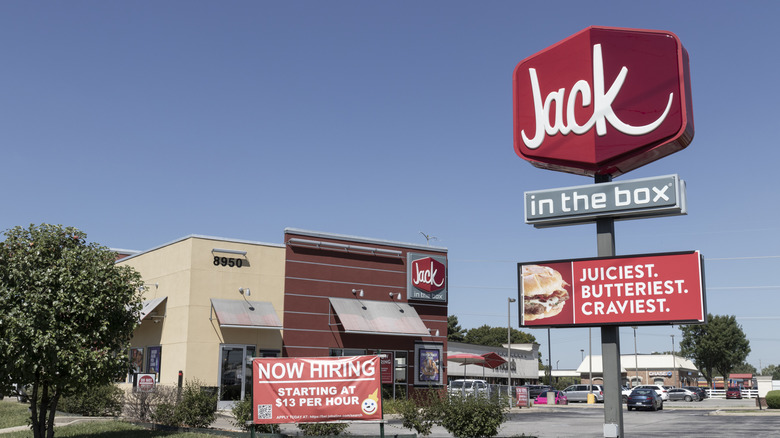 The exterior of a Jack in the Box restaurant