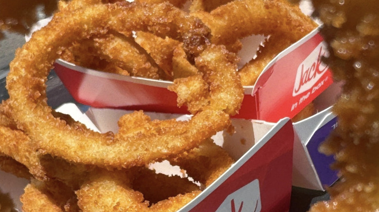 Baskets of onion rings from Jack in the Box