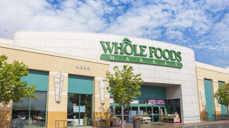 The exterior of a Whole Foods store