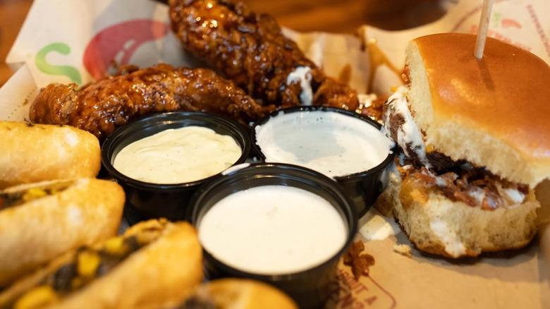 Chili's Triple Dipper and sauces.
