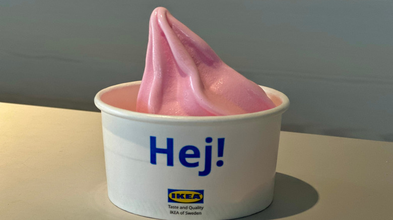 Strawberry soft serve ice cream from IKEA