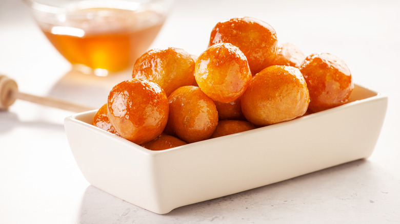 greek loukoumades with honey