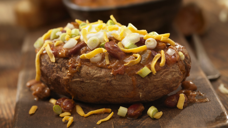 baked potato with toppings