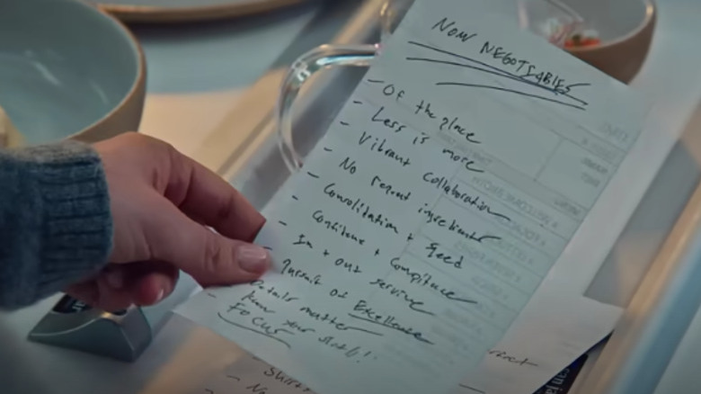 picture of the non-negotiables list from The Bear
