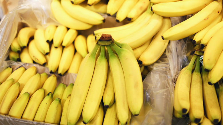 Bananas in boxes at the grocery store