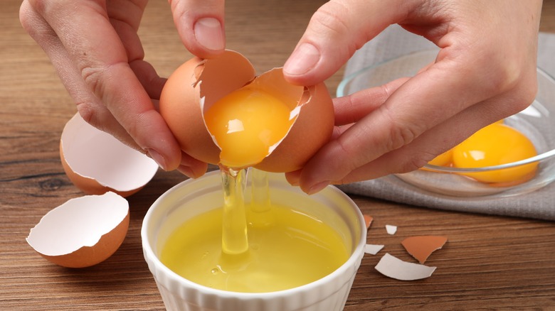 separating egg yolk from the white