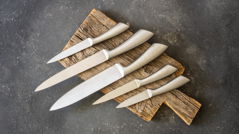 knife set on cutting board