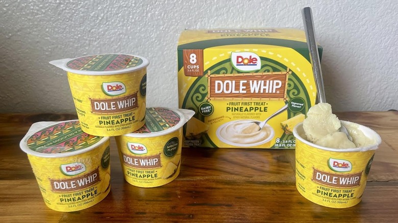 Containers of Dole Whip Pineapple along with the packaging