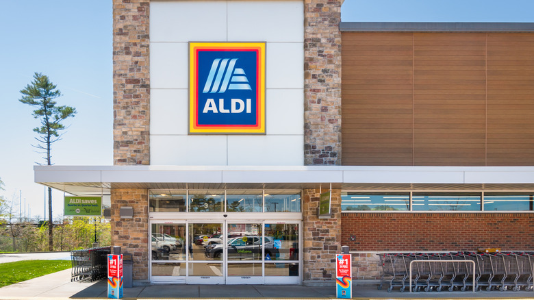The exterior of an Aldi store