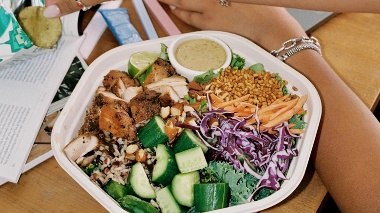 Sweetgreen salad bowl with chicken
