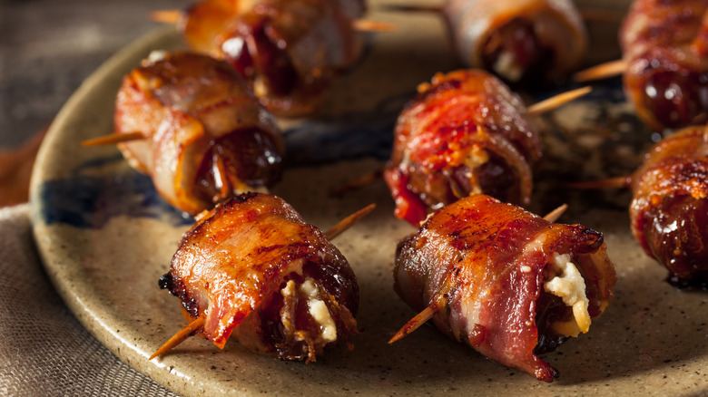 Bacon wrapped stuffed dates