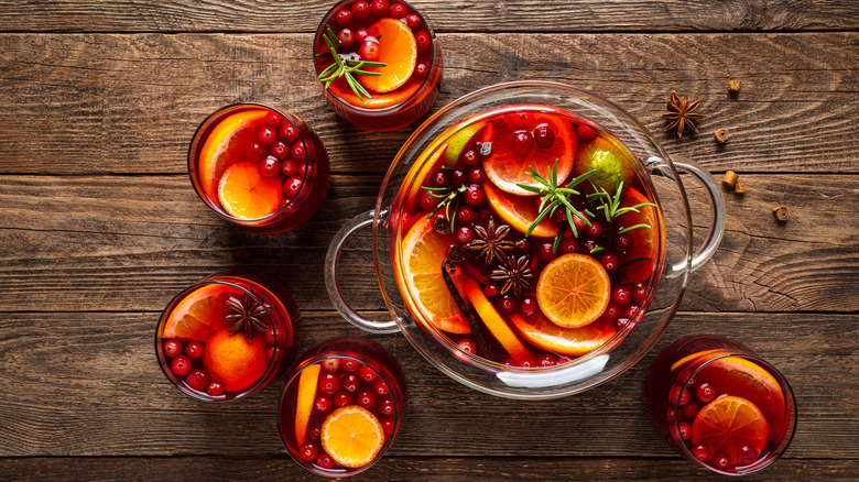 Holiday punch bowl cocktail