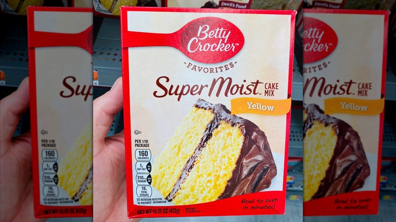 A box of Betty Crocker Super Moist Yellow Cake mix