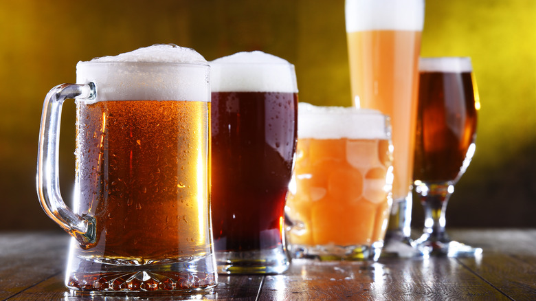 Assorted glasses of beer