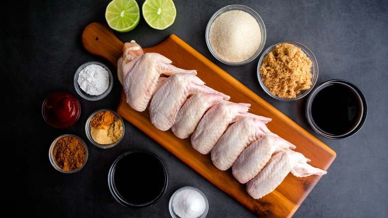 chicken wings with marination ingredients