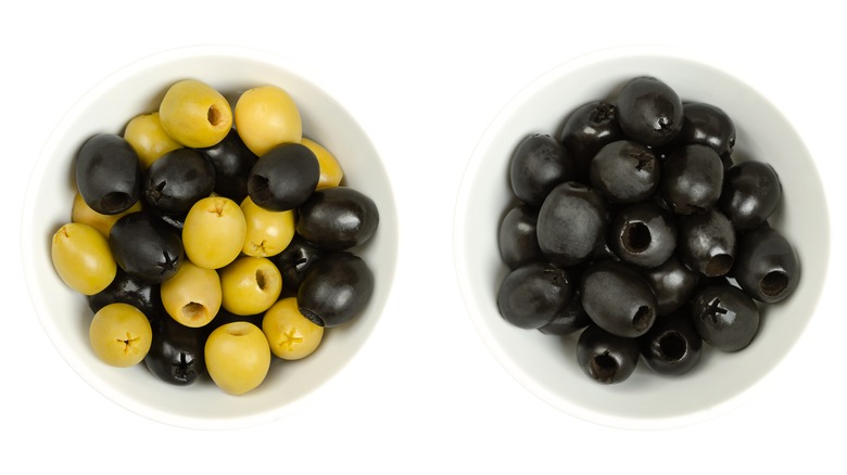 black and green olives