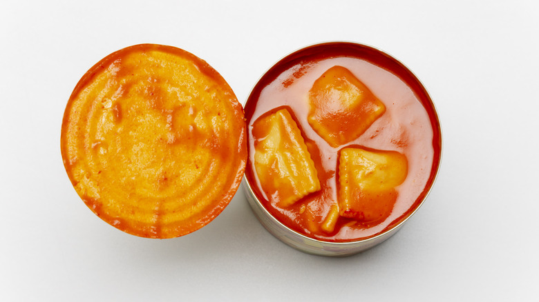 opened can of ravioli