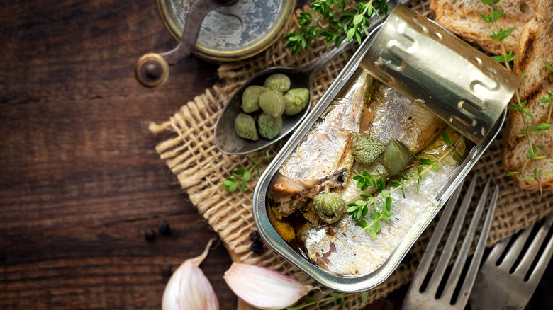 opened can of sardines