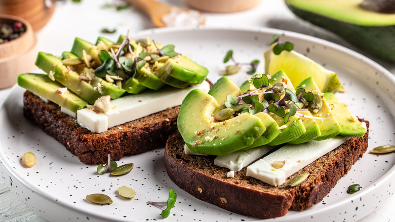 avocado toast with cheese slices