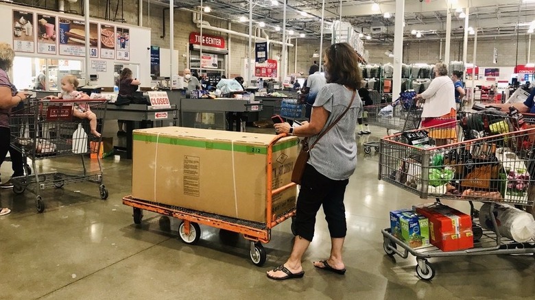 Customers checking out of the Indianapolis, Indiana, Fortune Park Costco.