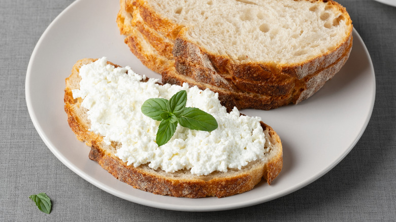Cottage cheese on toast.