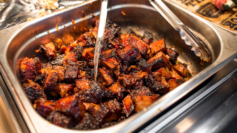 Burnt ends at BBQ restaurant