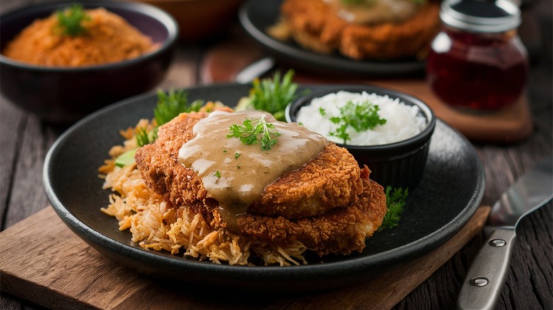 Country fried steak with gravy