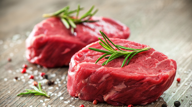 raw filet mignon with pepper