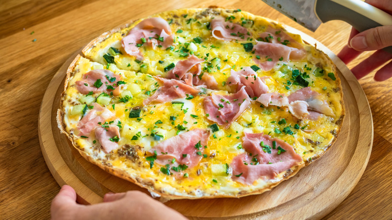 Thin ham and veggie frittata
