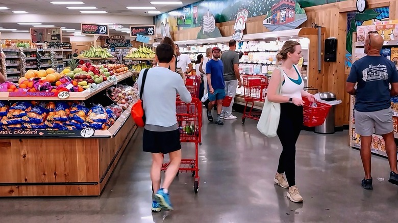 People shopping inside a Trader Joe's