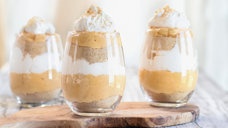 Three small trifles in glasses