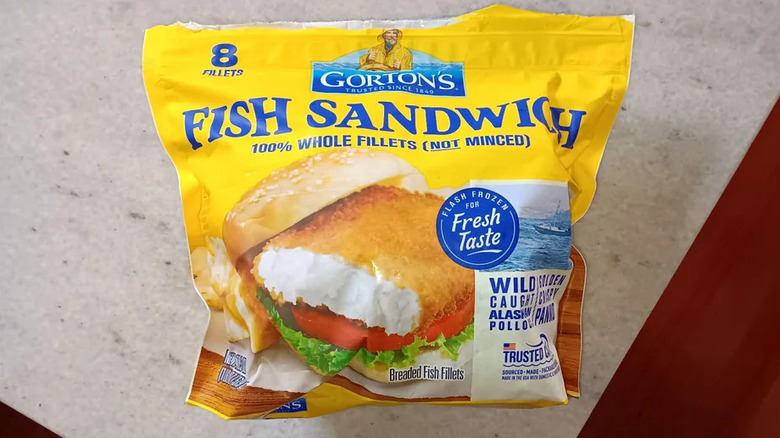 An bag of Gorton's Fish Sandwich Breaded Fillets.