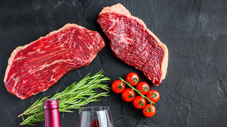 two top round cuts of beef