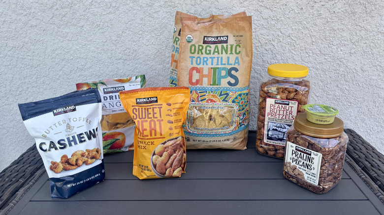 A collection of six different Kirkland Signature snacks