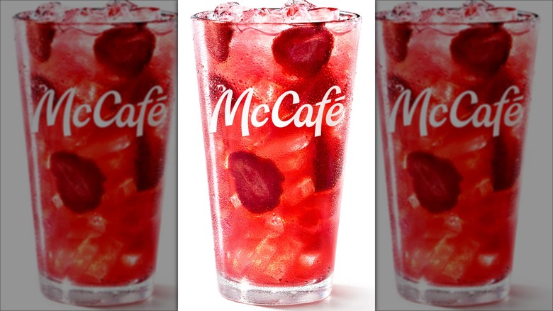 A glass of Strawberry Watermelon Refresher from McDonald's