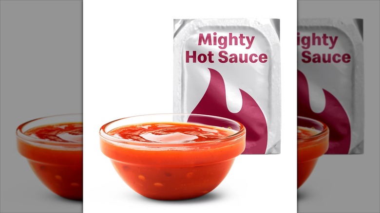 A bowl of Mighty Hot Sauce from McDonald's
