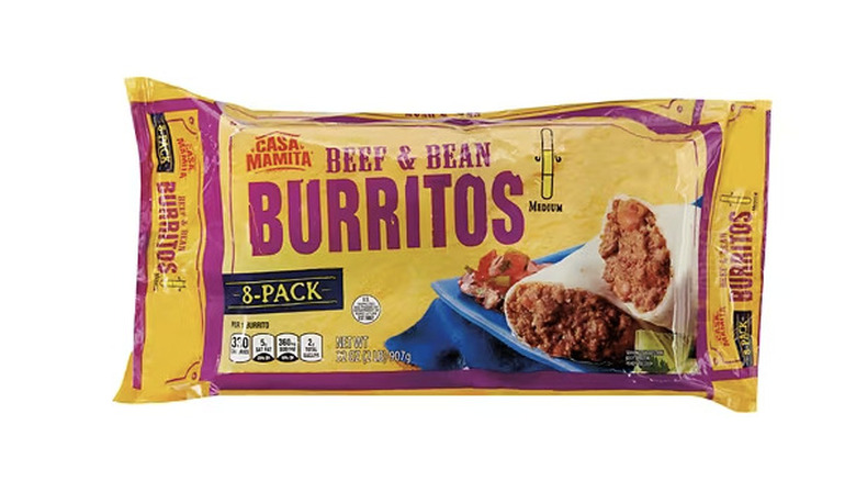 Package of Casa Mamita Beef & Bean Burritos.