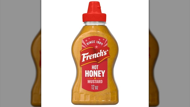 Isolated bottle of French's Hot Honey Mustard.