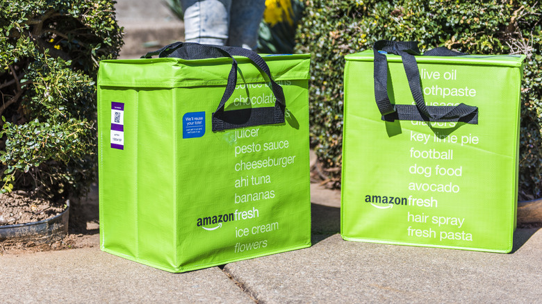Pictured insulated Amazon Fresh bags.