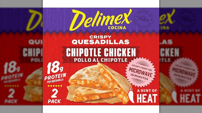 Front of Delimex Chiptole Chicken box displayed.