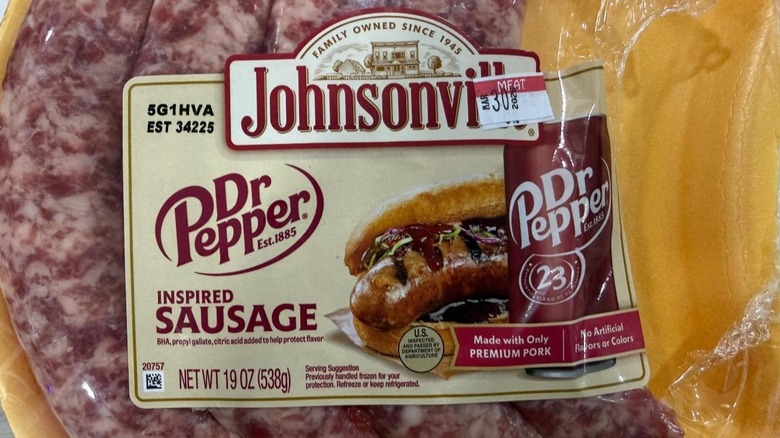 Opened package of Johnsonville sausages.
