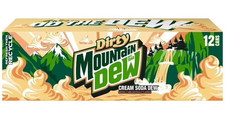 12-pack box of Mountain Dew Dirty Dew Cream soda