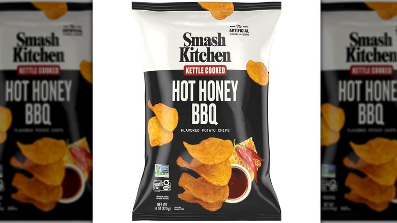 Bag of Smash Kitchen Hot Honey BBQ kettle potato chips