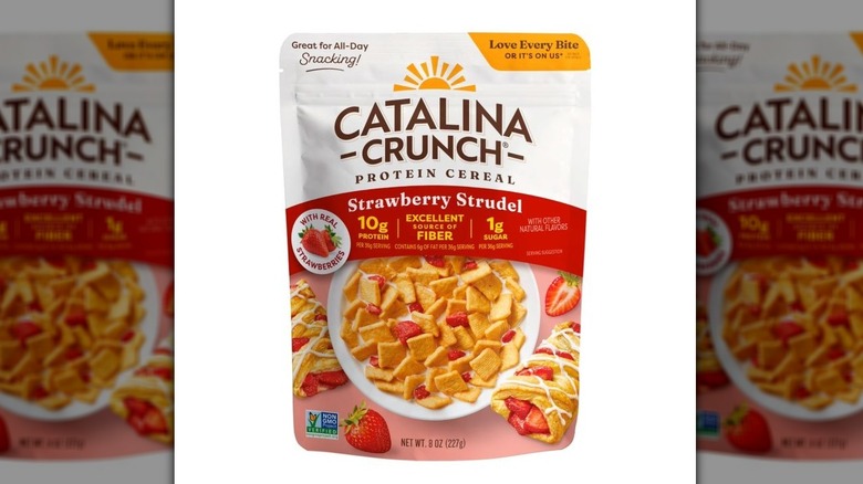 Bag of Catalina Crunch Strawberry Strudel protein cereal